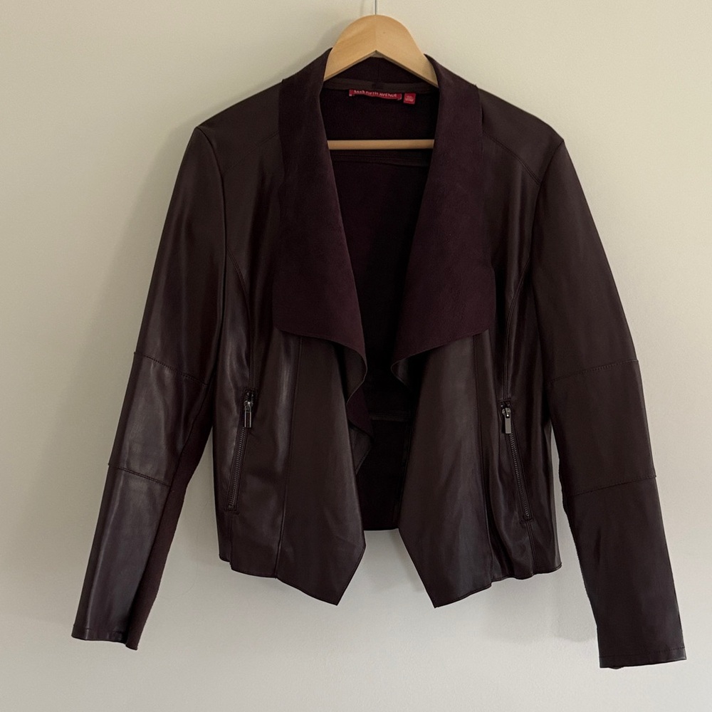 Saks Fifth Avenue burgundy Leather Jacket